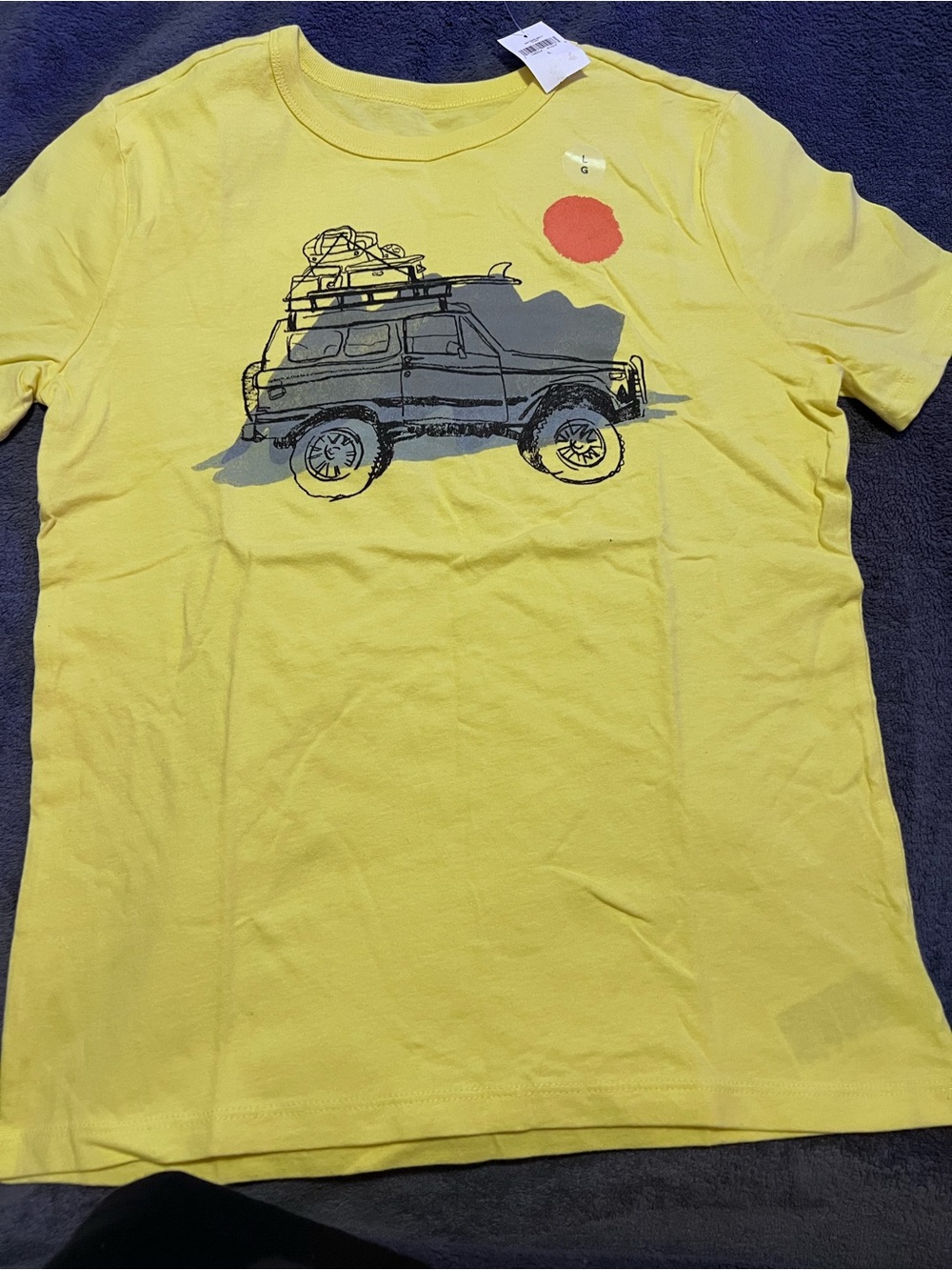 NWT GAP Yellow Boys Short Sleeve Tee with Off-Road Vehicle Graphic